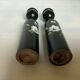 Pair of painted wooden candlesticks