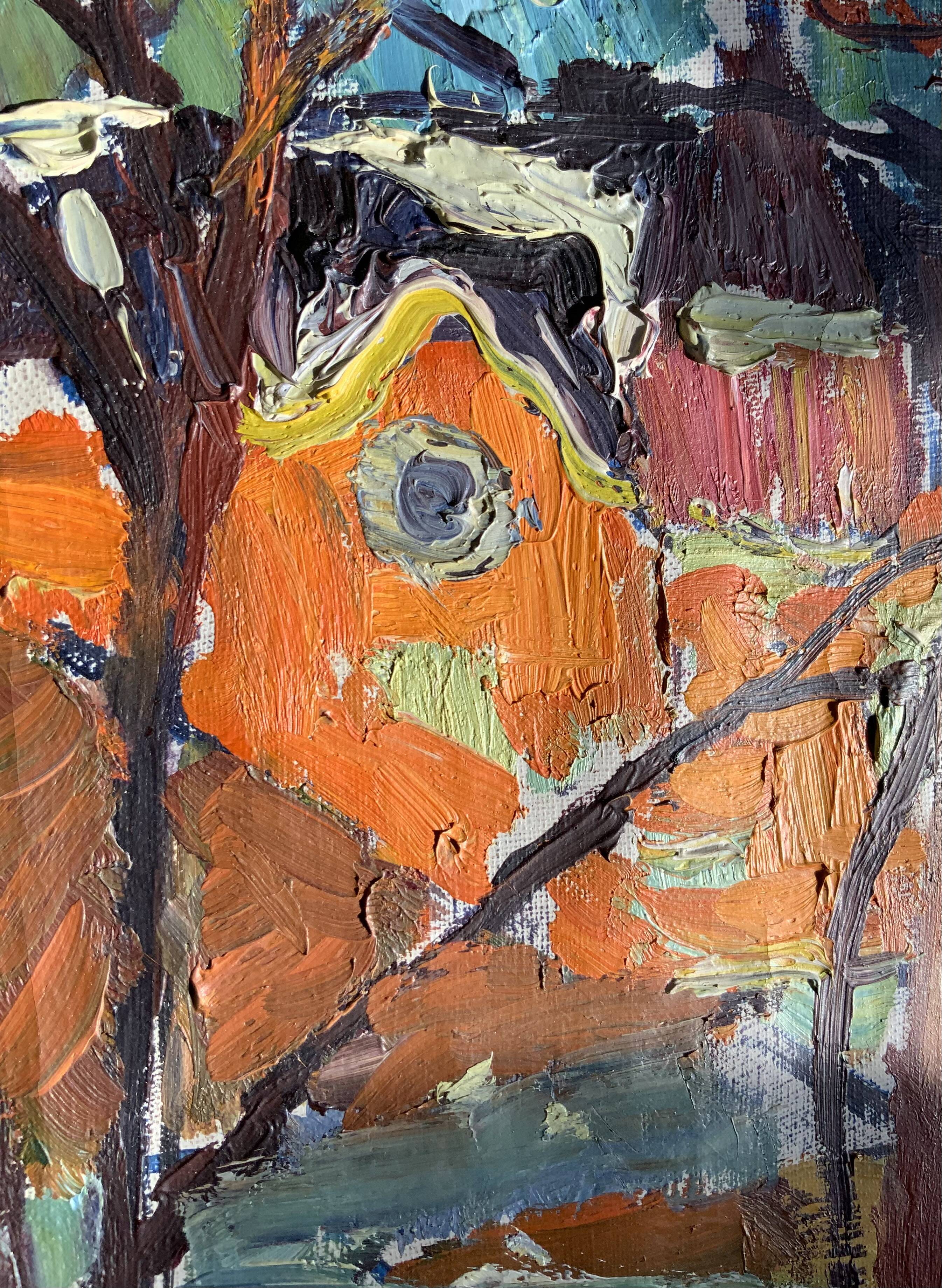 Small Vintage Impressionists Painting Landscape, signed Rune Person (1914–1