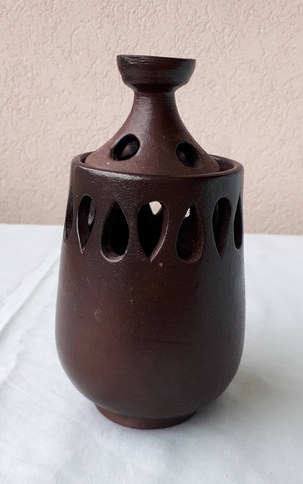 Stoneware candle holder by Dubost