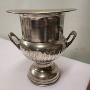 Antique champagne bucket in silver metal medicis shape