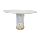 Vintage round White marble dining table 1970s