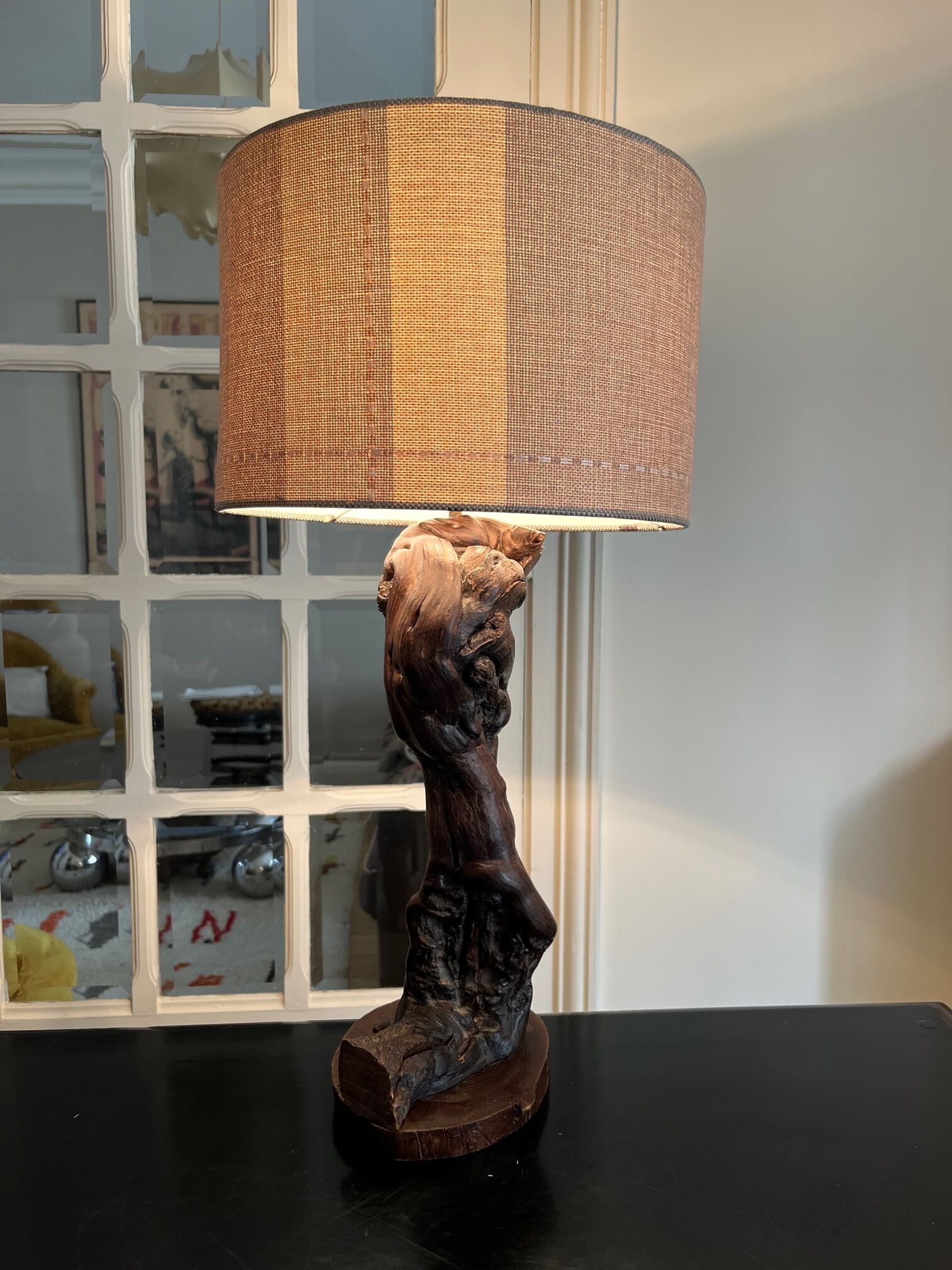 Brutalist wooden lamp