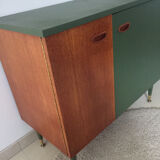 Vintage Scandinavian buffet with wooden compass feet and brass