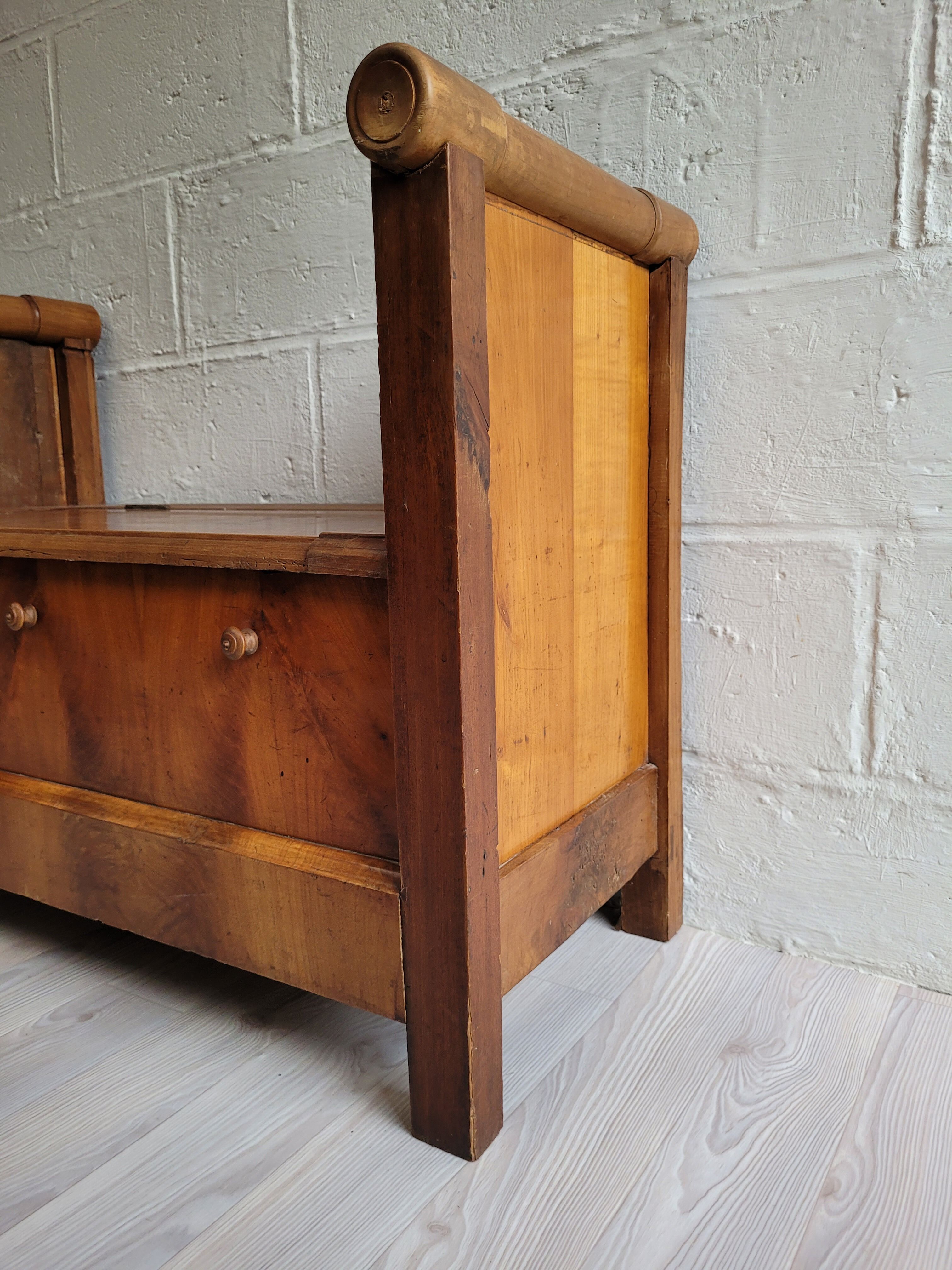 Antique wooden chest bench