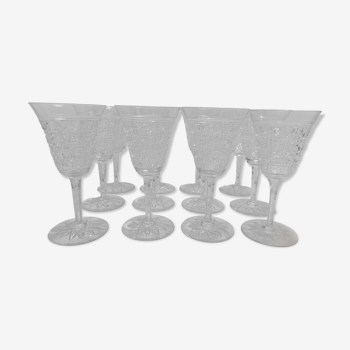 12 verres à eau en cristal de baccarat, modèle pontarlier, vers 1900.