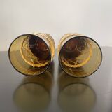 Set of 2 smoked orangeade glasses in woven wicker
