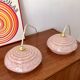 pair of candy pink Clichy glass pendant lights from the 1950s