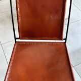 Chaise en cuir et fer forgé