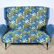 2-Seater Bench in Azure Blue Fabric – 1940s