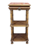 Henri II gueridon in walnut with marble top, early 20th century.