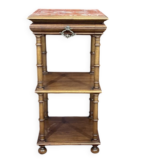 Henri II gueridon in walnut with marble top, early 20th century.