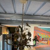 Flower painted metal chandelier