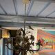 Flower painted metal chandelier