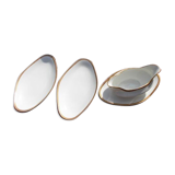 1 saucière 2 raviers Limoges porcelain golden border