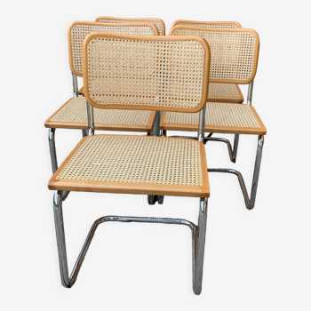 5 chaises italiennes B32 Cesca par Marcel Breuer, années 1970
