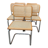 Set of 5 mid-century Italian B32 Cesca chairs by Marcel Breuer, 1970s
