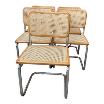 5 chaises italiennes B32 Cesca par Marcel Breuer, années 1970