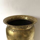 Umbrella stand in embossed golden brass