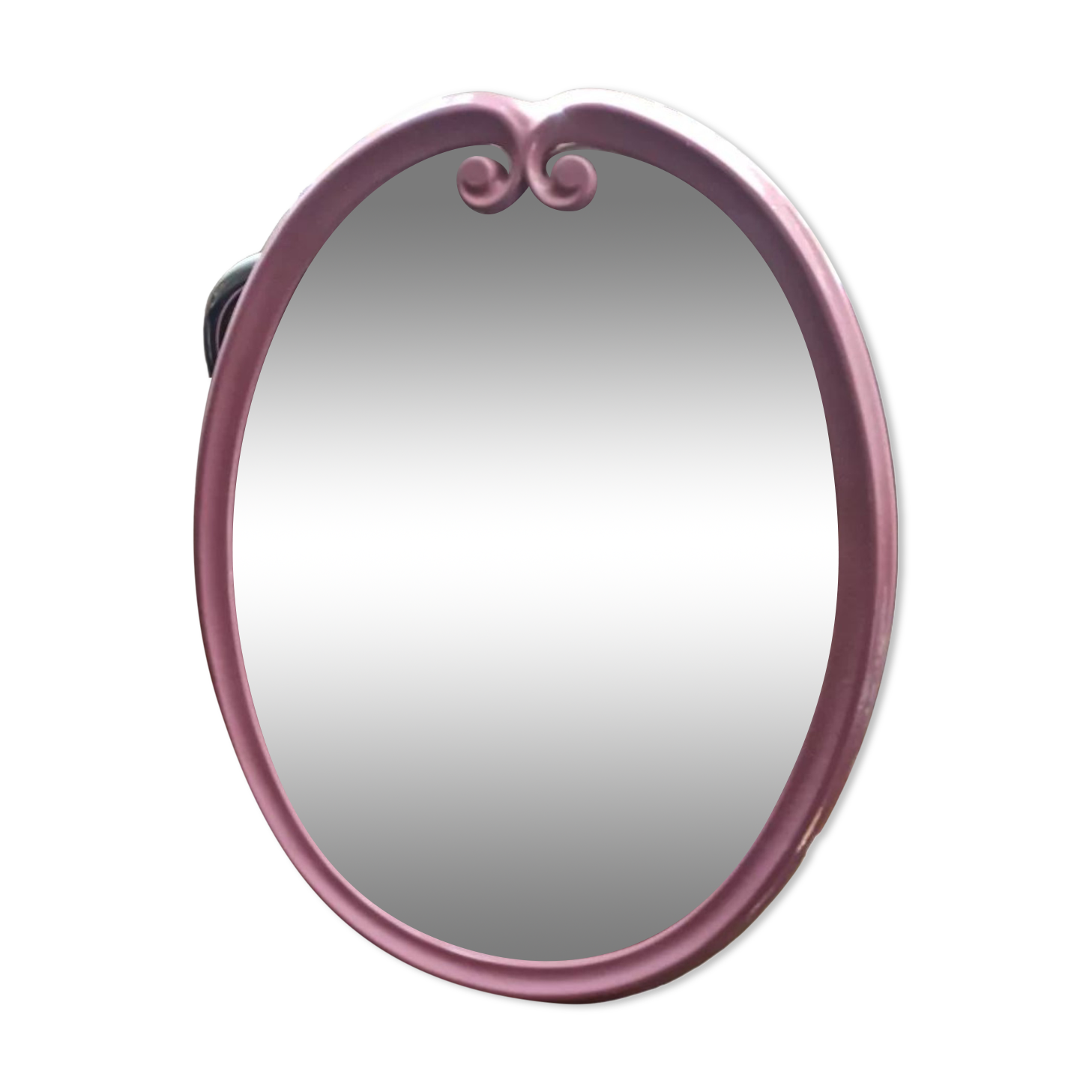 Vintage pink oval cast iron mirror
