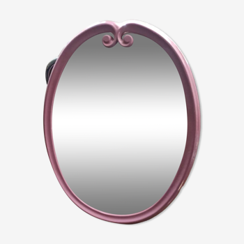 Miroir ovale rose vintage en fonte