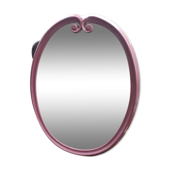 Vintage pink oval cast iron mirror