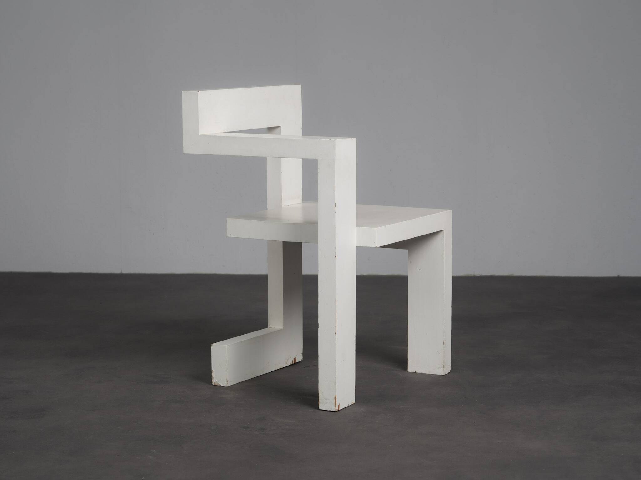 Asymmetrical modernist wooden chair, Netherlands, 1970s