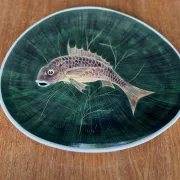 Fish service in glazed earthenware painted by hand signed Le Mao - 1960