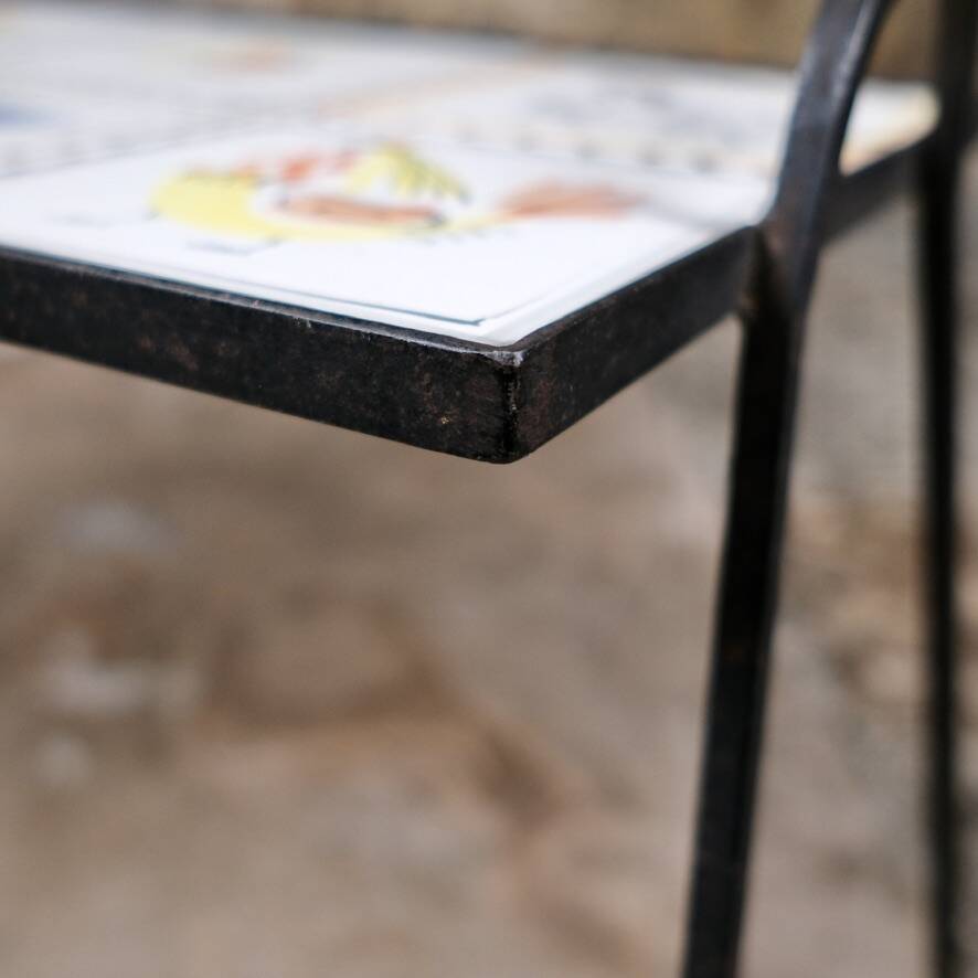 Wrought iron and ceramic side table by Roger Capron, France, 1950s