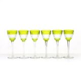 Armagnac wine glasses in green crystal by Baccarat, 1970s, set of 6.