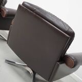 Pair of Vintage De Sede DS-31 Swivel Armchairs in Brown Leather