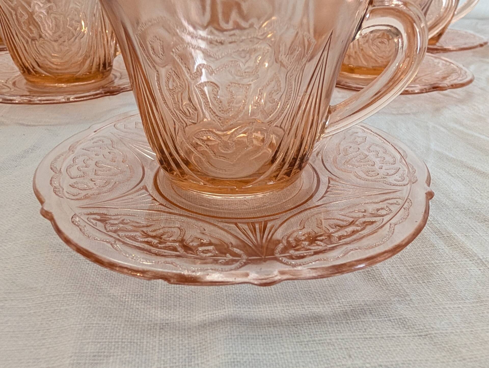Art Deco pink glass coffee service from the 1930s.