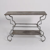Forged iron patinated table console, 1940s.