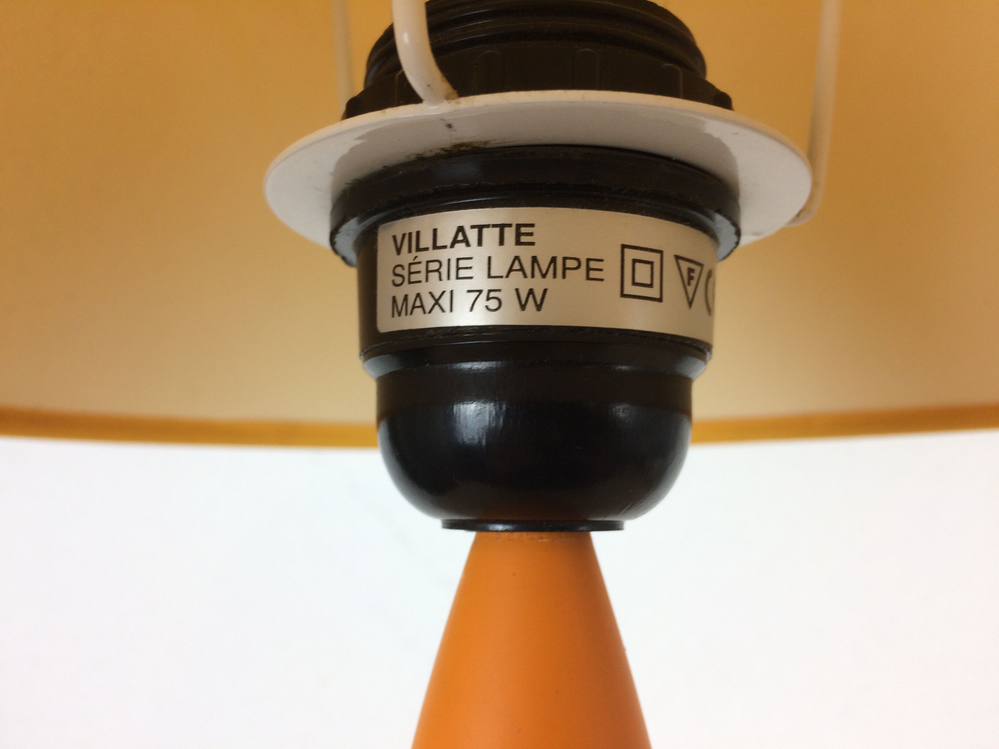 Lamp Olivier Villatte orange wood, 80s