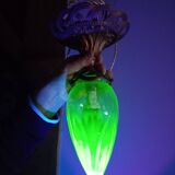 Luminaire globe verre ouraline ancien Art nouveau fin 19e début 20e siècle