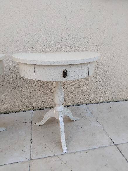 Pair of vintage cracked wood bedside tables from the 70s