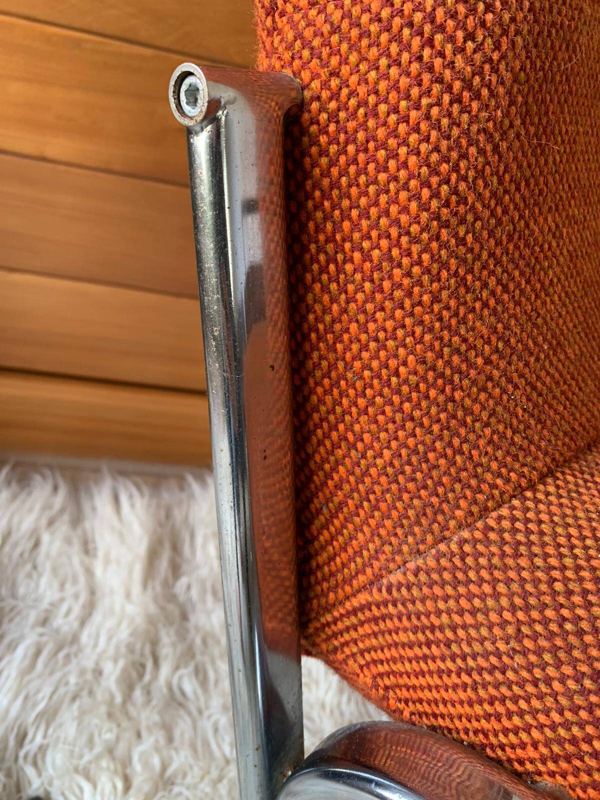 Fauteuil vintage en tweed orangé