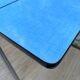 Extendable blue formica table and 2 chairs, 1960s