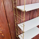 Vintage modular wall shelf, metal and brass, circa 1960s