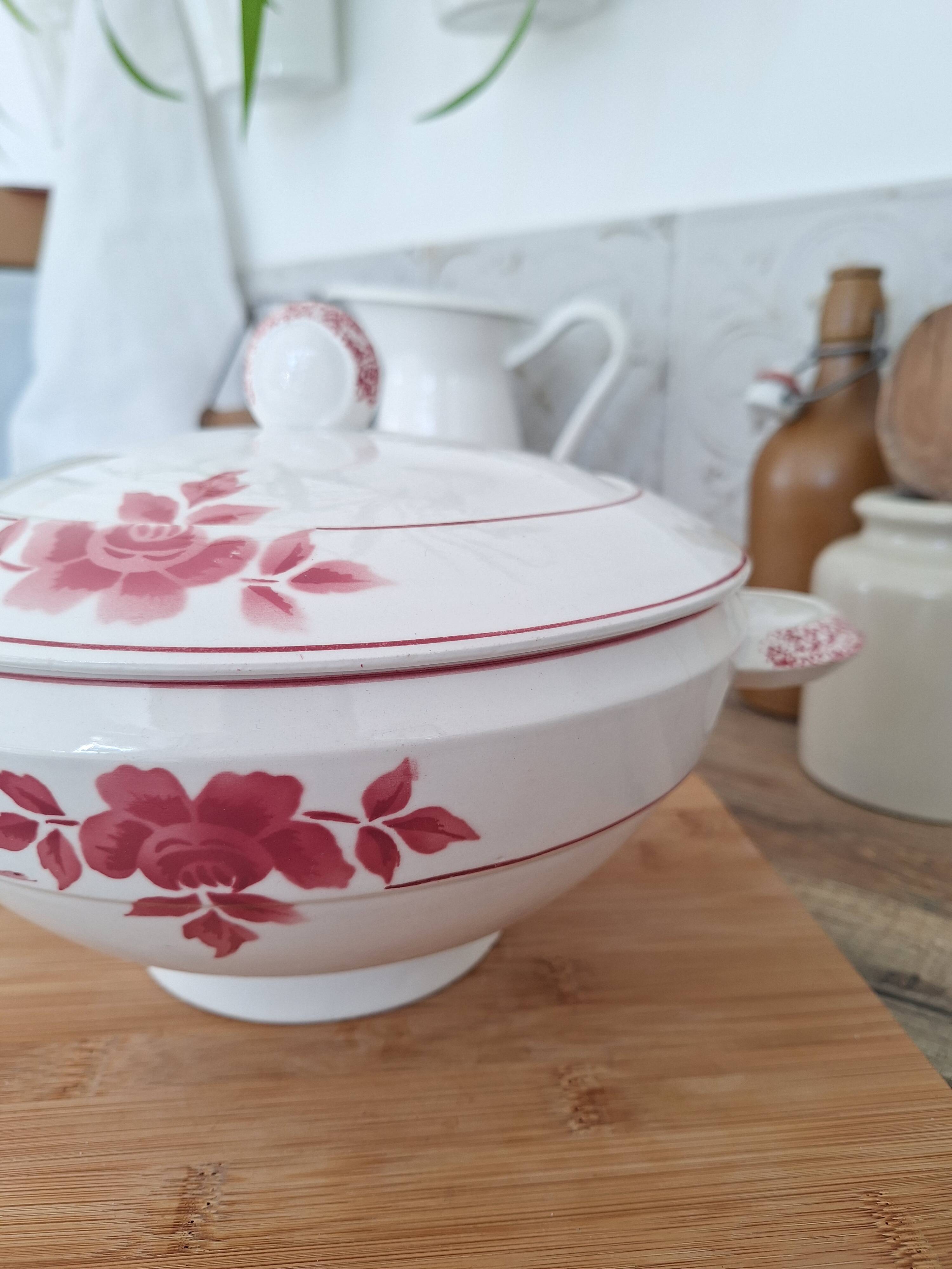 Badonviller pink soup tureen