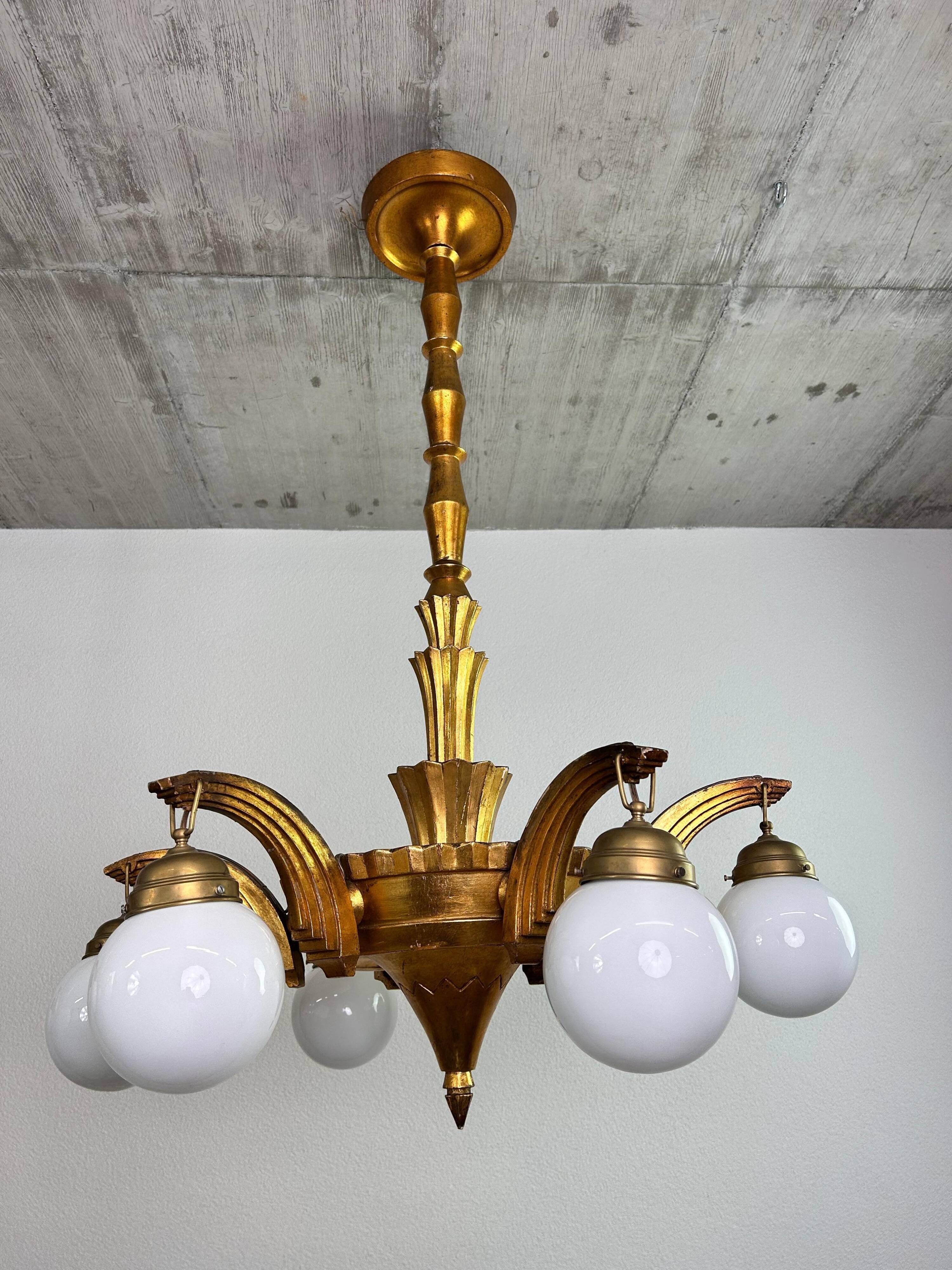 Grands lustres art déco dans le style de Dagobert Peche