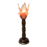 French Mid-century brass lamp with tulip shade, 1950s