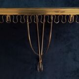 Mirror set and wall lamp in gold metal by deknudt, 1960s