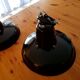 1 Pair of restored Mazda reflecto-lux enamelled industrial pendant lamps