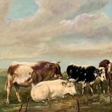 Painting by Henry Schouten cows in the pasture