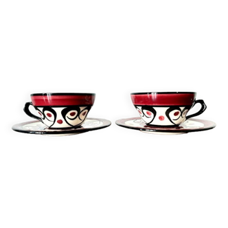 Pair of earthenware cups Saint Jean de Bretagne