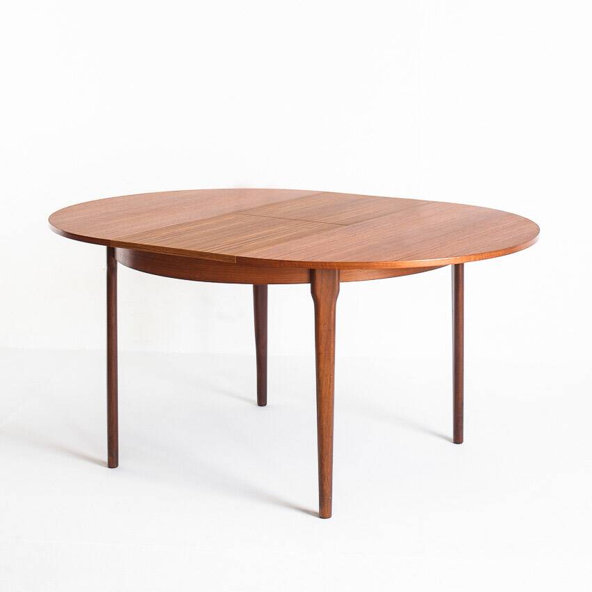 Vintage Scandinavian style table with central extension. Teak wood. France, 1960s