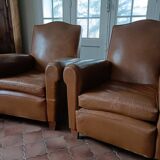 Pair of leather club armchairs