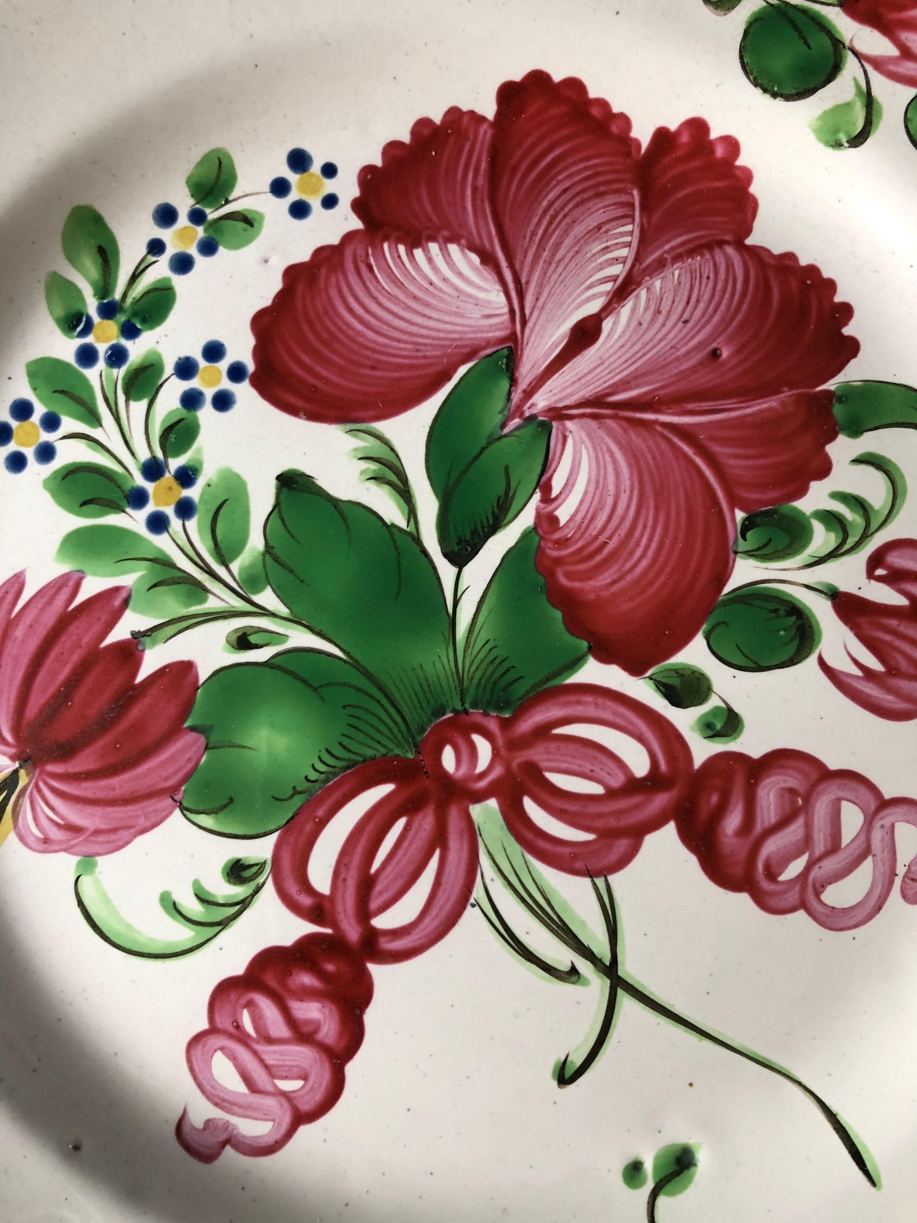 Lot of 2 old plates 19th century hand-painted Islettes