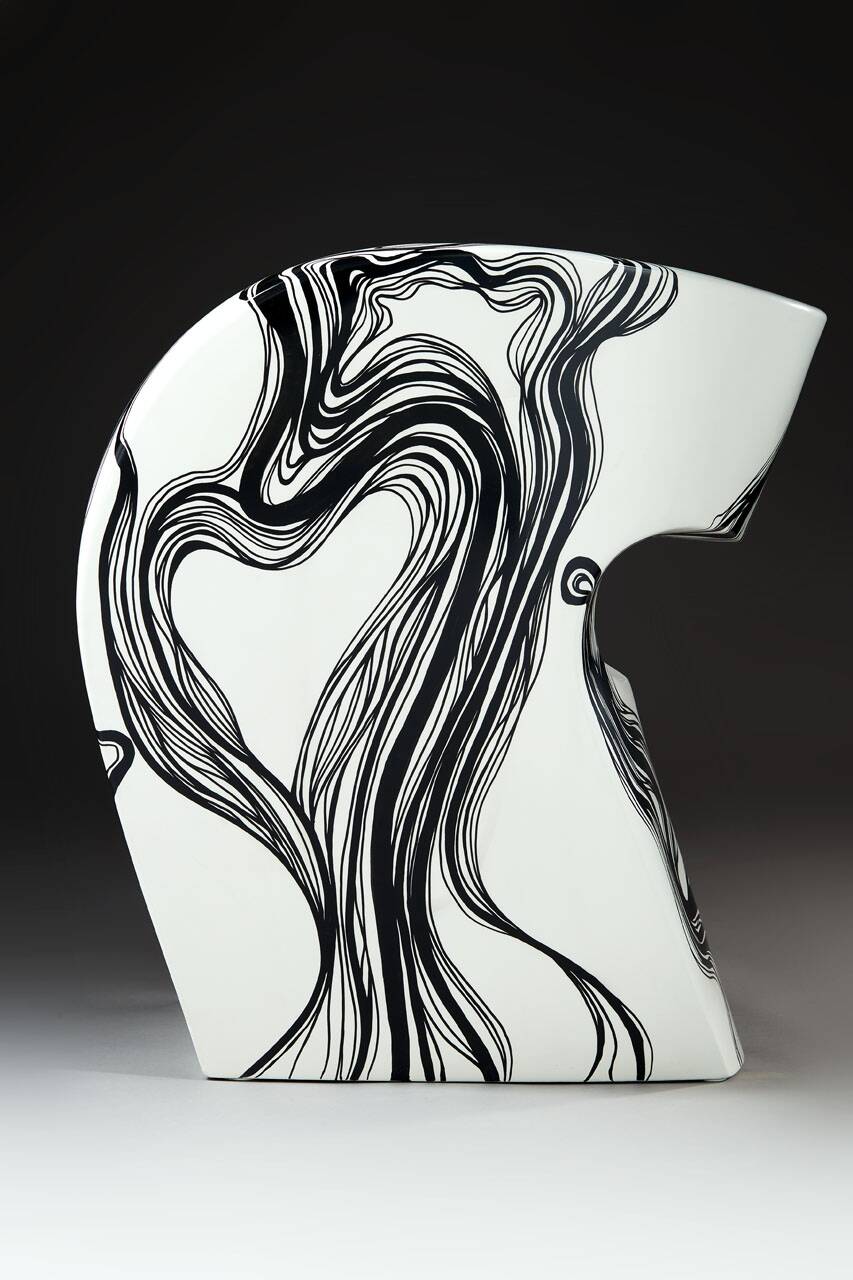 Smoke - Little Albert armchair by Ron Arad, hand painted, Signed Amane