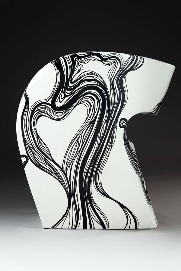 Smoke - Fauteuil Little Albert de Ron Arad, peint à la main, Signé Amane